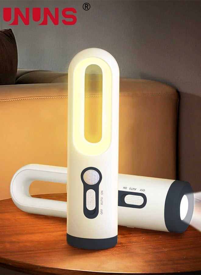 UNUNS Motion Sensor Night Light,2-in-1 Portable LED Night Light Flashlight With Dusk to Dawn Sensor For Bedroom,Bathroom,Baby Nursery,Toilet,Reading,Camping,Warm White - Image 1