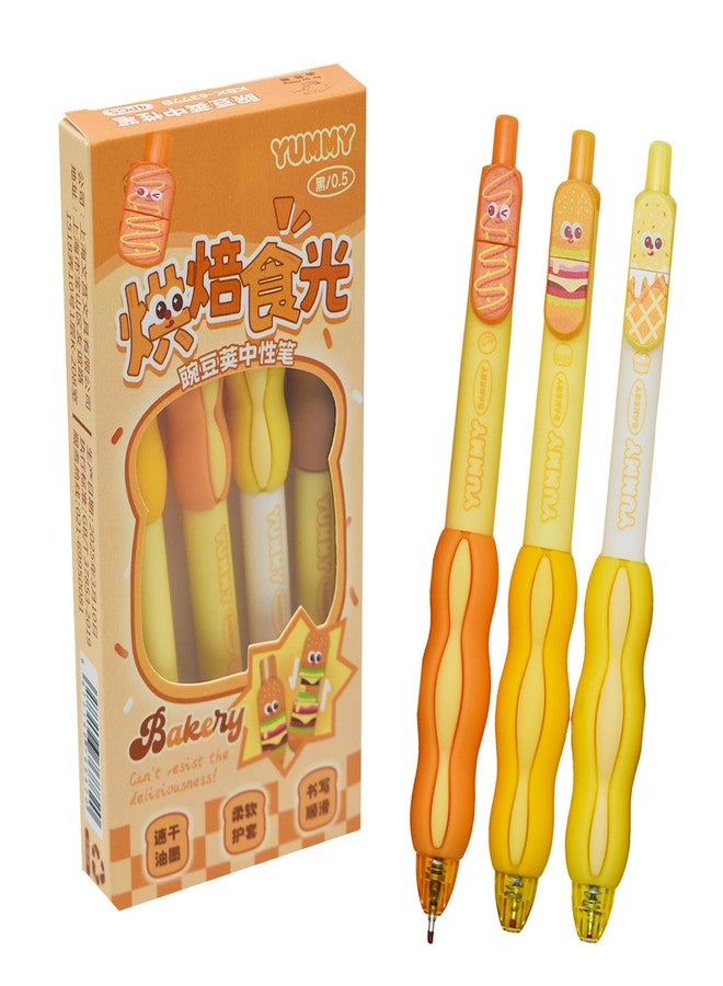 Lopenle 8 Pcs Kawaii Pea Pod pen Soft Cream Bread Grip Gel Pens - Animal & Baking Theme, novelty fruit pen Black Ink, Clickable Comfort Writing Pens for School, Office, Journaling - Image 2