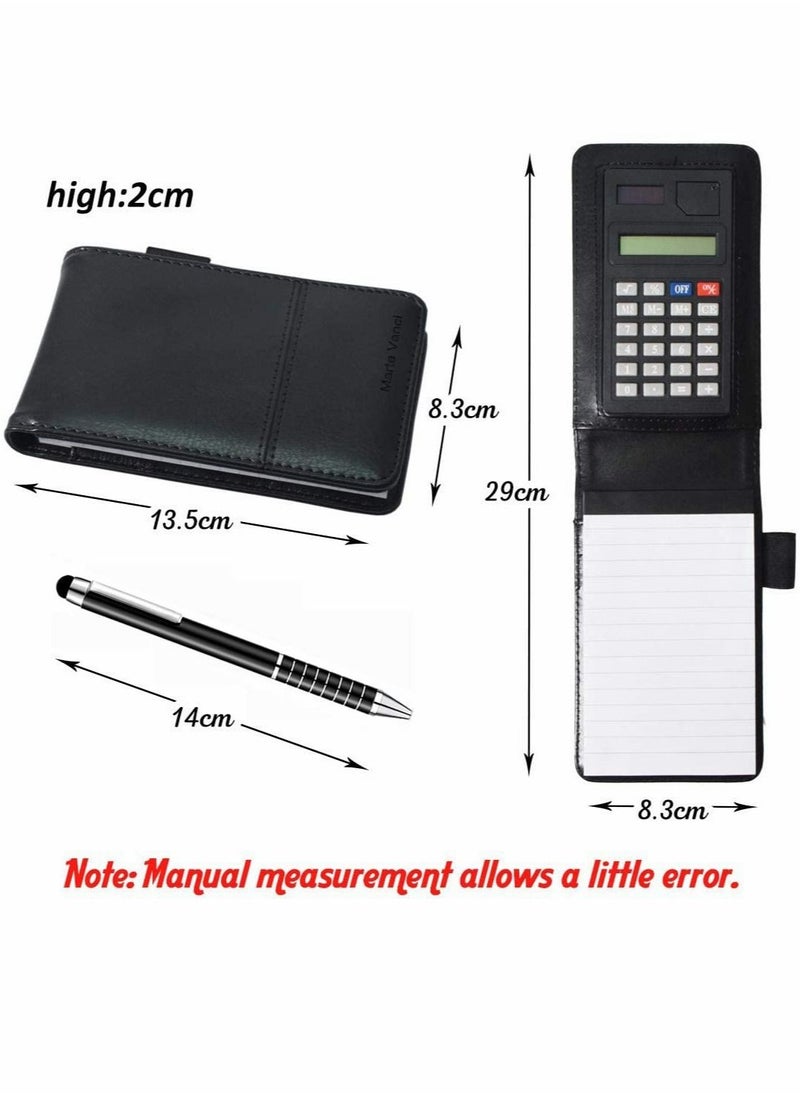 Excefore - Journal Notebook with Calculator, PU Leather Working Small Notebook Notepad with Pen Pad Holder Set Multi Function A7 Soft Cover Notebook - Image 1
