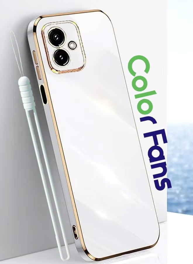 Color Fans For Motorola Moto G54 5G Case Glossy Electroplating TPU Protective Cover Gold-White