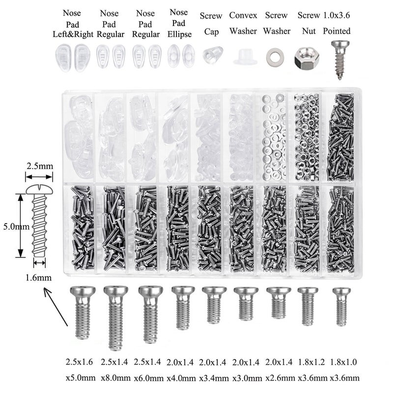 Aluan Diy Crafts 6045 Eyeglass Repair Kit Sunglass Glasses Repair Kit Screw Set, Multicolor  - Image 2