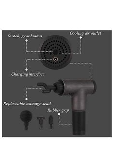 Generic Muscle Massager, Electric Handheld Deep Muscle Fascia Massager with 4 Massager Head Vibration Massage Adjustable Low Noise Body Pain Relief for Fitness Yoga Pilates  - Image 2