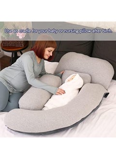 Generic Moro Moro 3 60 Inch Pregnancy Pillow, Detachable Maternity Body Pillow, Large U Shaped Sleeping Pillow For Pregnant Women With Removable Cover (Grey-Jersey)  - Image 4