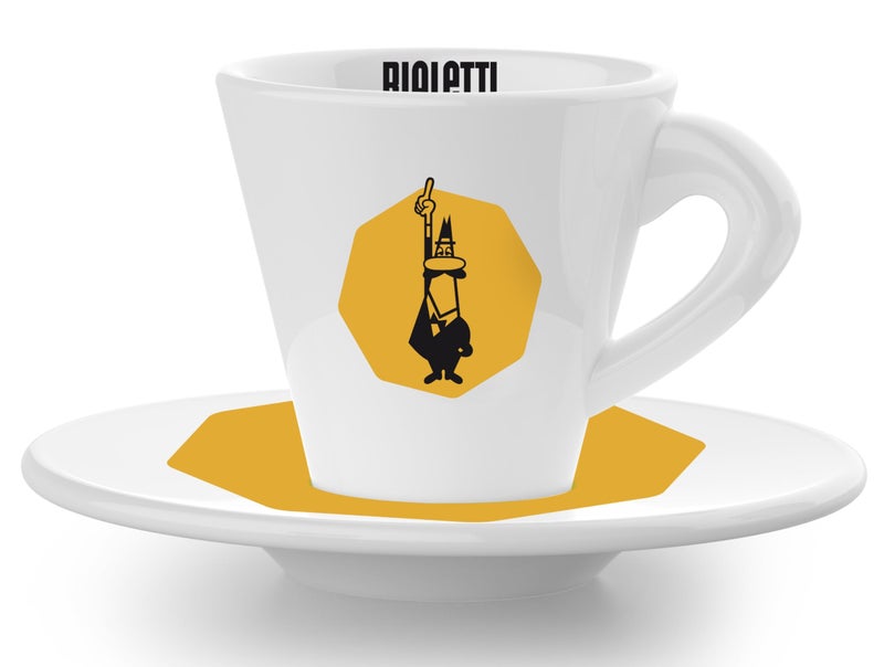 BIALeTTI بيالتي 6 أكواب كابتشينو صفراء مع صحون، بورسلين - Image 2