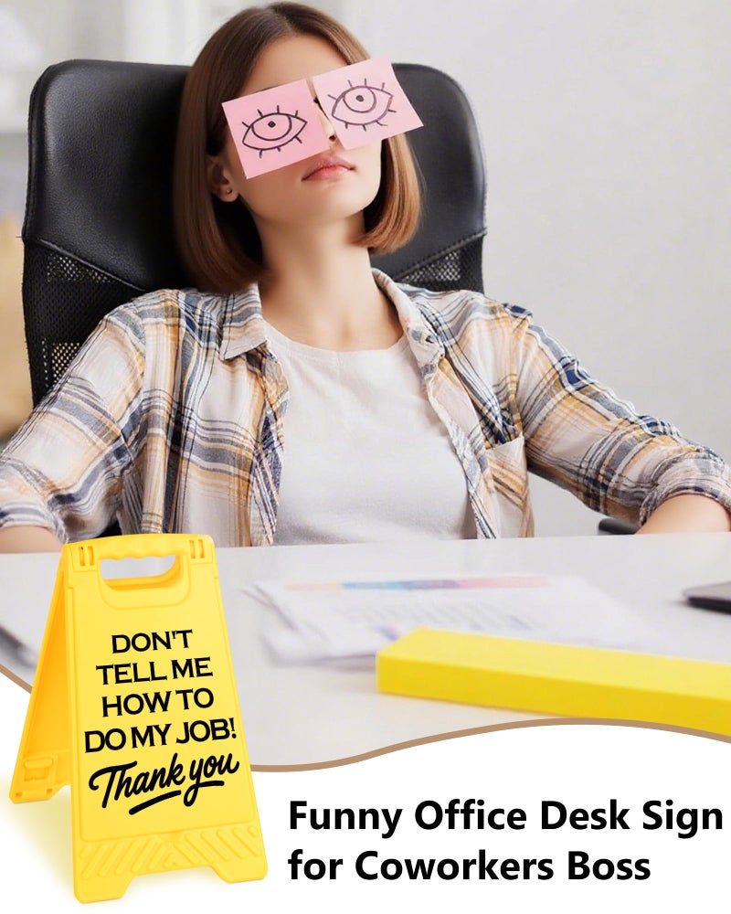 EXUBERIUM Caution Don't Tell Me How To Do My Job Funny Office Desk Decor Sign Gift for Women Coworkers Sarcastic Desk Decor Multi-functional Phone Holder Mirror Table Sign Birthday White Elephant Gift - Image 5