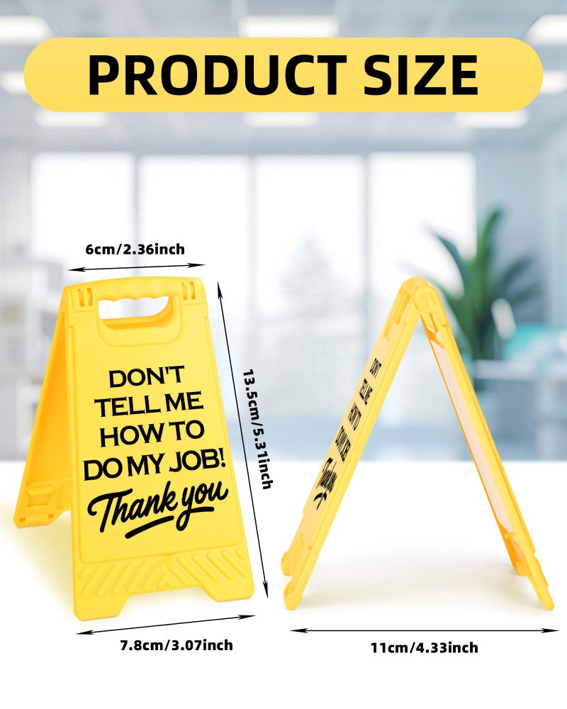 EXUBERIUM Caution Don't Tell Me How To Do My Job Funny Office Desk Decor Sign Gift for Women Coworkers Sarcastic Desk Decor Multi-functional Phone Holder Mirror Table Sign Birthday White Elephant Gift - Image 2