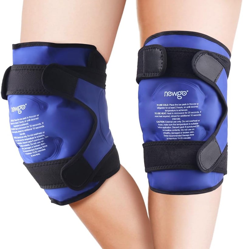 NEWGO Ice Pack for Knee Replacement Surgery, Reusable Gel Cold Pack Wrap Around Entire Knee Ice Pack Wrap for Injuries, Pain Relief, Meniscus Tear, ACL, Swelling - 2 Pack