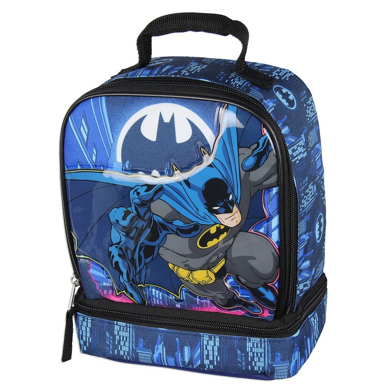 Bioworld DC Comics The Batman Kids Lunch Box Insulated Dual Compartment Superhero Lunch Bag Tote