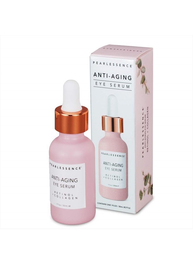 Pearlesssence Anti-Aging Eye Serum (Retinol + Collagen) - Helps Reduce Fine Lines & Wrinkles | Gentle & Lightweight Formula | Plumps & Tightens | Made in USA & Free (1oz)