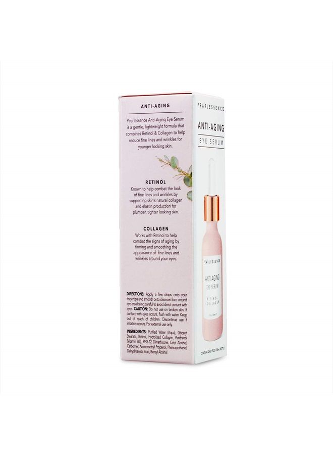 Pearlesssence Anti-Aging Eye Serum (Retinol + Collagen) - Helps Reduce Fine Lines & Wrinkles | Gentle & Lightweight Formula | Plumps & Tightens | Made in USA & Free (1oz)