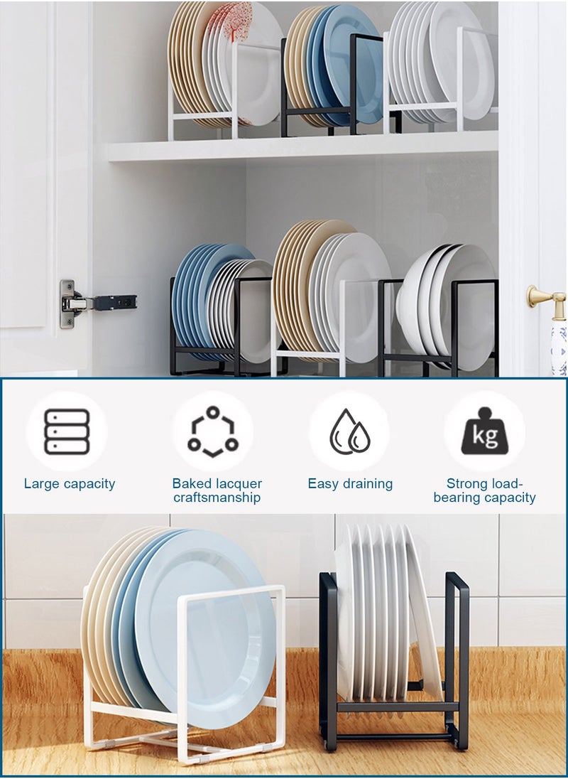 HomarKet - Plate Holder Organizer 2 Pack Dish Storage Rack Upright Cabinet Dish Drying Rack Metal Dish Organizer Stand for Kitchen Counter Cupboard 6.3in. x 4.6in. x 7.8in.Black - Image 1