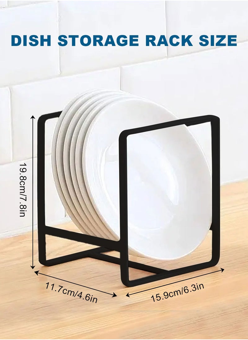 HomarKet - Plate Holder Organizer 2 Pack Dish Storage Rack Upright Cabinet Dish Drying Rack Metal Dish Organizer Stand for Kitchen Counter Cupboard 6.3in. x 4.6in. x 7.8in.Black - Image 1