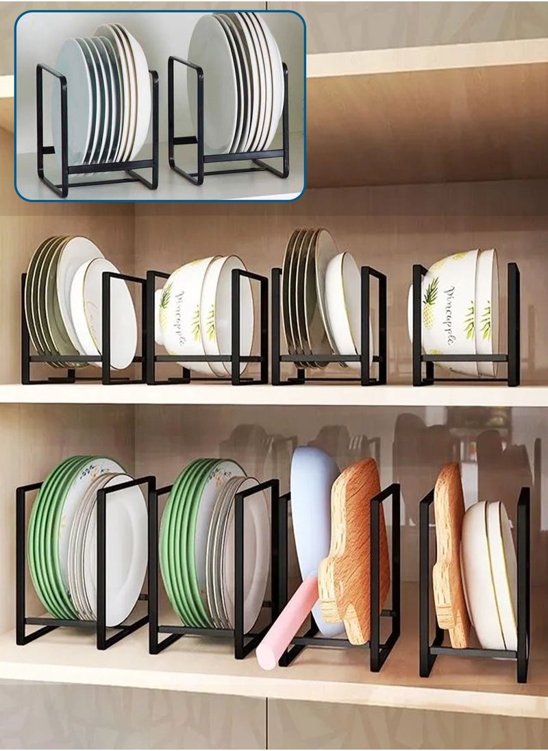 HomarKet - Plate Holder Organizer 2 Pack Dish Storage Rack Upright Cabinet Dish Drying Rack Metal Dish Organizer Stand for Kitchen Counter Cupboard 6.3in. x 4.6in. x 7.8in.Black - Image 1