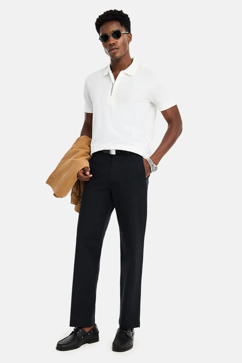 SNITCH Off-White Textured Half Sleeve Regular Fit Casual T-Shirt