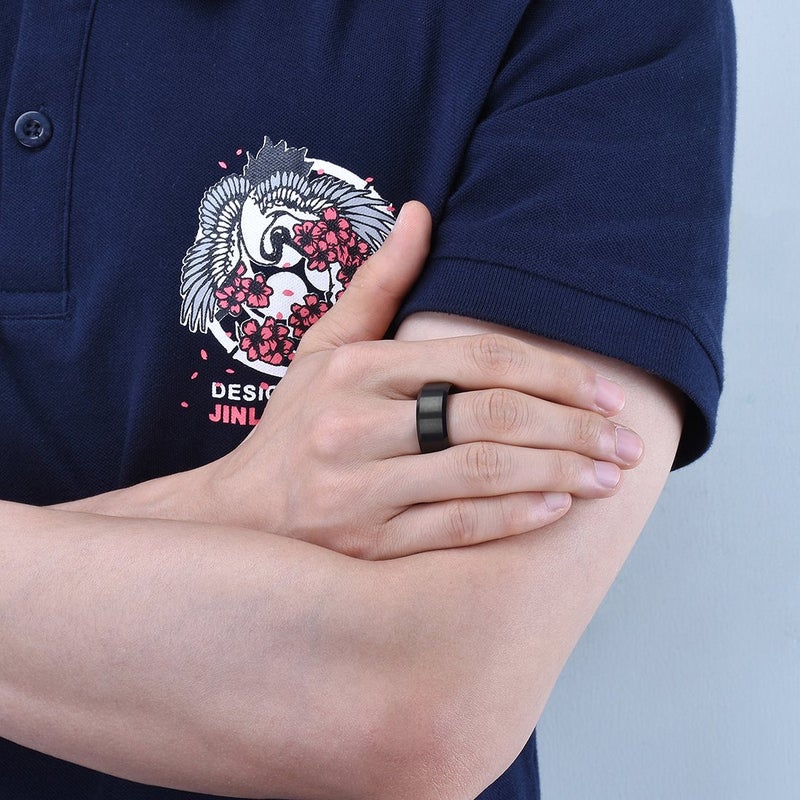 King Will 10mm Men's Black Wedding Ring - Brushed Matte Surface, Beveled Polished Edge, Comfort Fit Size 9 - Image 4