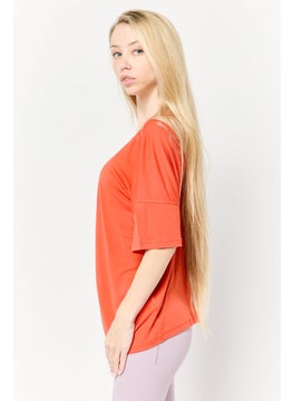 Adidas Women Sportswear Fit Short Sleeve Yoga Tops, Dark Orange  - Image 2