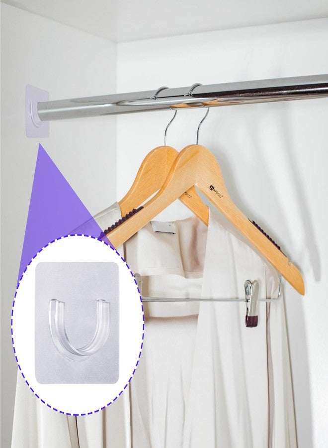 Mxxipp 6pcs Self-Adhesive Shower Rod Holder, Clear Invisible Curtain Rod Bracket, No Drilling Wall Mount Tension Rod Retainer for Bathroom Kitchen Bedroom - Image 5