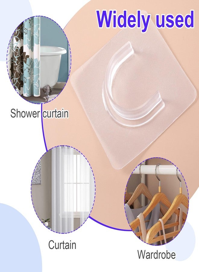 Mxxipp 6pcs Self-Adhesive Shower Rod Holder, Clear Invisible Curtain Rod Bracket, No Drilling Wall Mount Tension Rod Retainer for Bathroom Kitchen Bedroom - Image 3