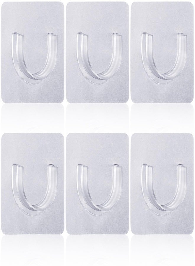 Mxxipp 6pcs Self-Adhesive Shower Rod Holder, Clear Invisible Curtain Rod Bracket, No Drilling Wall Mount Tension Rod Retainer for Bathroom Kitchen Bedroom - Image 1
