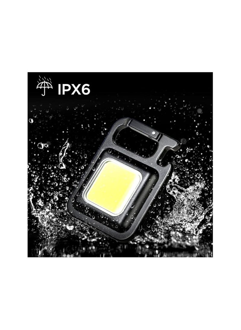 Generic - COB LED Handheld Flashlight 1000 Lumens High Brightness Portable USB Rechargeable Flashlight 3 Lighting Modes with Foldable Bracket Bottle Opener for Fishing Camping Square Design - Image 1