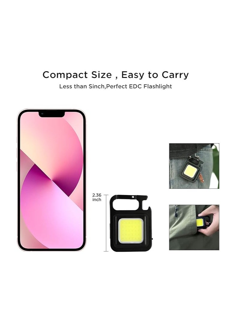 Generic - COB LED Handheld Flashlight 1000 Lumens High Brightness Portable USB Rechargeable Flashlight 3 Lighting Modes with Foldable Bracket Bottle Opener for Fishing Camping Square Design - Image 1