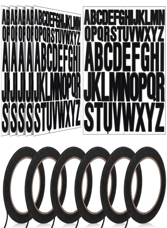 Fuyoooo 312Pcs 2+1 Inch Whiteboard Letter with 6 Roll 1/8'' 108ft Whiteboard Thin Tape Self Adhesive Alphabet Sticker Pinstripe Graphic Chart Tape Stick on Letter for Back to School Classroom(Black) - Image 1