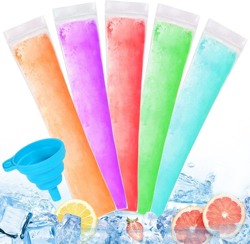 Wercokt 300 Disposable Ice Popsicle Mold Bags Comes With A Funnel, BPA Free Freezer Tubes, Healthy Snack Yogurt Stick Juice Fruit Smoothies Ice Freezing - Image 1