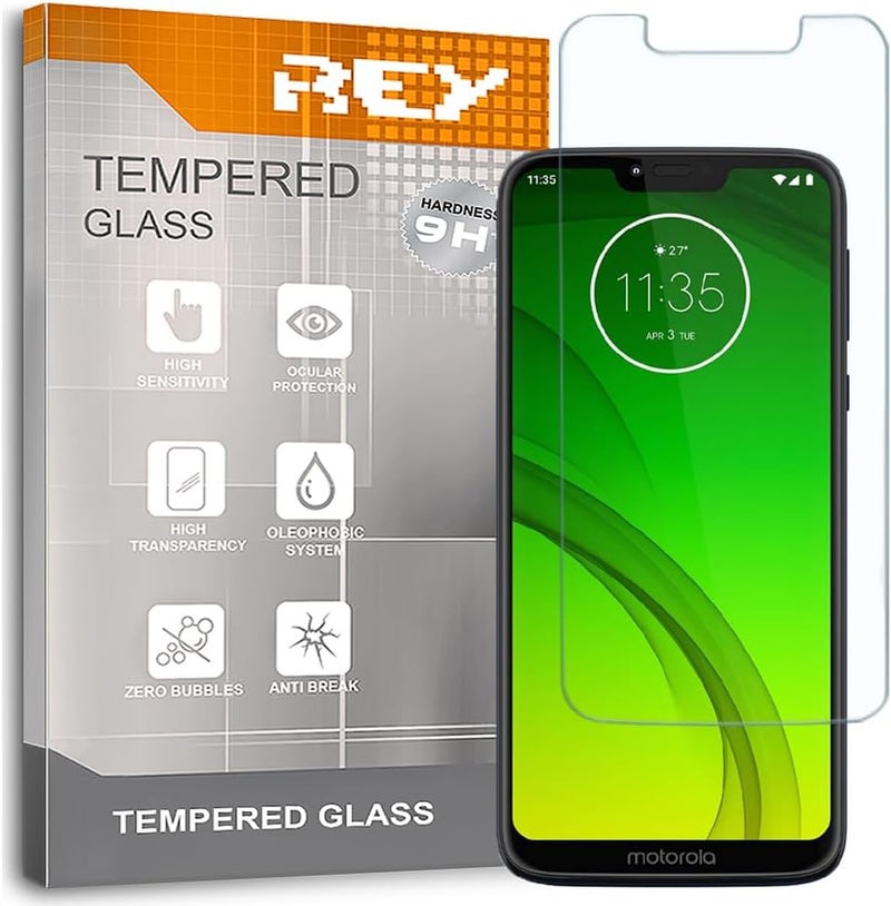 ري حزمة من 2 واقيات شاشة من الزجاج المقوى لهاتف Motorola Moto G7 Power، قوة الواقي 9H+، مقاومة للخدوش، ومضادة لتكون الفقاعات الزيتية. - Image 1