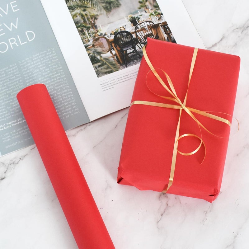 BEISHIDA Red Gift Wrapping Paper Roll, 15in X 32ft Kraft Bulletin Board Paper Gift Wrap for Christmas Mother's Day Valentine's Day Graduation, Flower Wrap - Image 2