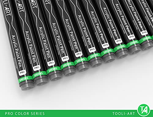 TOOLI-ART Acrylic Paint Pens 22 Green Tones Assorted Pro Color Series Markers Set 0.7mm Extra Fine Tip for Rock Painting, Glass, Mugs, Wood, Metal, Canvas, Projects, Non Toxic, Waterbased, Quick Drying - Image 5