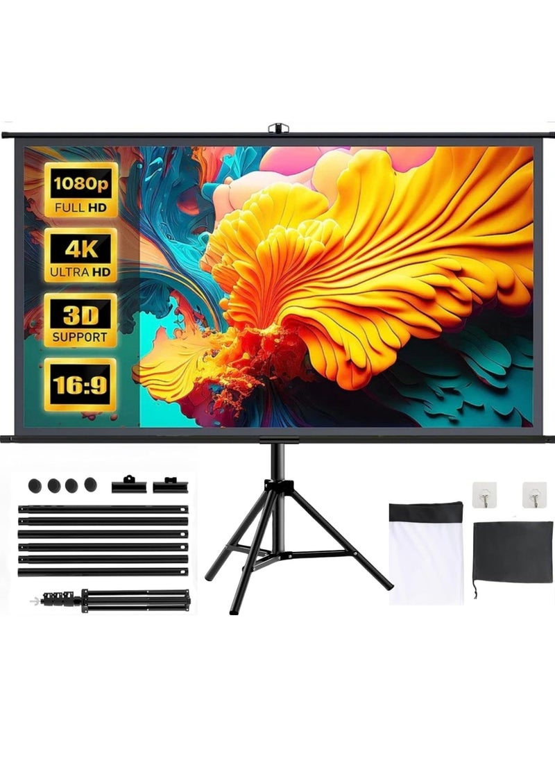 FlashHawk - 2-in-1 100 inch 16:9 Portable Foldable Projection Screen, Soft Curtain,  with Tripod Stand and Carrying Bag, for Indoor/Outdoor/Home Theater/Backyard Cinema/Travel - Image 1