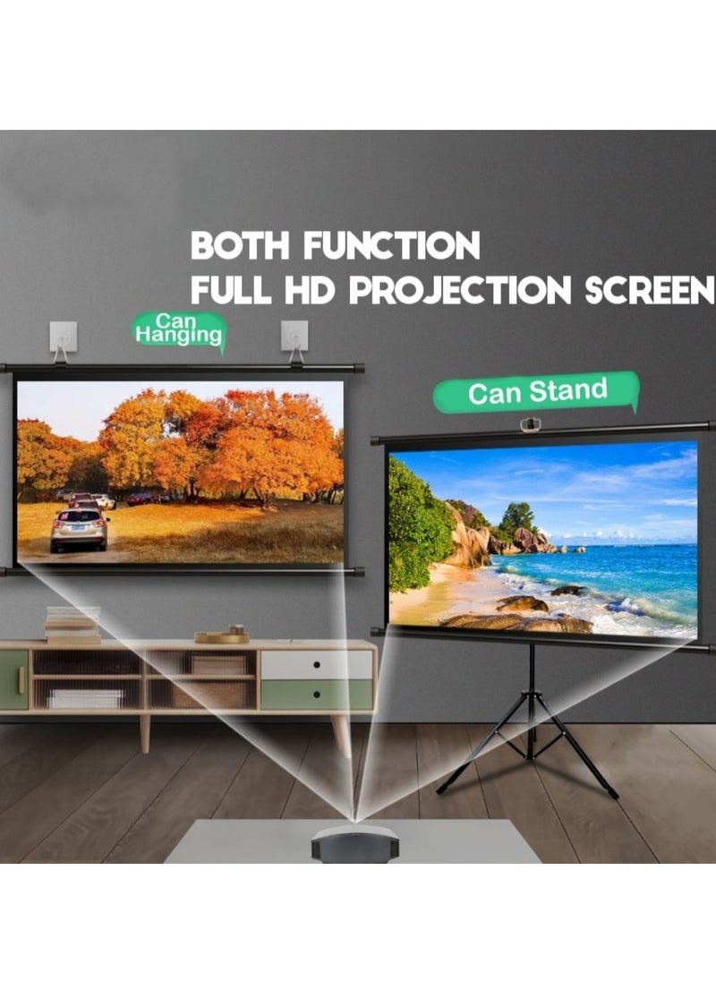 FlashHawk - 2-in-1 100 inch 16:9 Portable Foldable Projection Screen, Soft Curtain,  with Tripod Stand and Carrying Bag, for Indoor/Outdoor/Home Theater/Backyard Cinema/Travel - Image 1