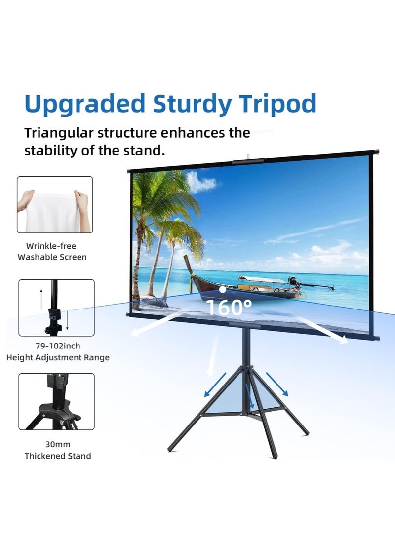 FlashHawk - 2-in-1 100 inch 16:9 Portable Foldable Projection Screen, Soft Curtain,  with Tripod Stand and Carrying Bag, for Indoor/Outdoor/Home Theater/Backyard Cinema/Travel - Image 1