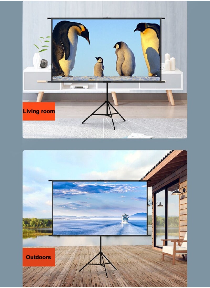 FlashHawk - 2-in-1 100 inch 16:9 Portable Foldable Projection Screen, Soft Curtain,  with Tripod Stand and Carrying Bag, for Indoor/Outdoor/Home Theater/Backyard Cinema/Travel - Image 1