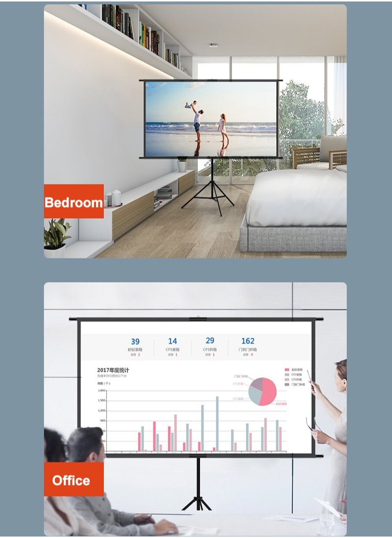 FlashHawk - 2-in-1 100 inch 16:9 Portable Foldable Projection Screen, Soft Curtain,  with Tripod Stand and Carrying Bag, for Indoor/Outdoor/Home Theater/Backyard Cinema/Travel - Image 1