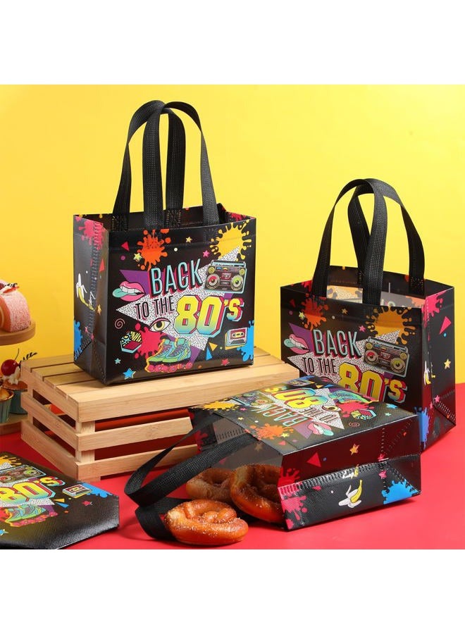 Blosssound 30 Pcs 80s Party Favor Bags Bulk Back to the 80's Nonwoven Gift Tote Bags Hip Hop Candy Goodie Treat Wrapping for Retro 1980s Theme Neon Disco Rock Hippie Birthday Party Supplies Decoration - Image 3