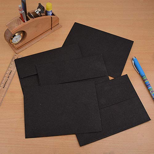 AccuPrints Black Envelopes Pack of 50 | Size - 5 inch by 7 inch | Unique Design Texture Hand Made envelopes for Wedding/Party/Office use - Image 3