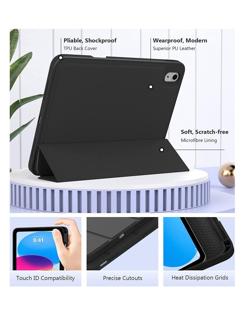 Generic iPad Air 5 Case 2022 iPad Air 4 Case 2020 iPad Air 5th/4th Generation Case 10.9 Inch Lightweight Slim Cover with Translucent Frosted Hard Back Support Touch ID (Black)  - Image 2