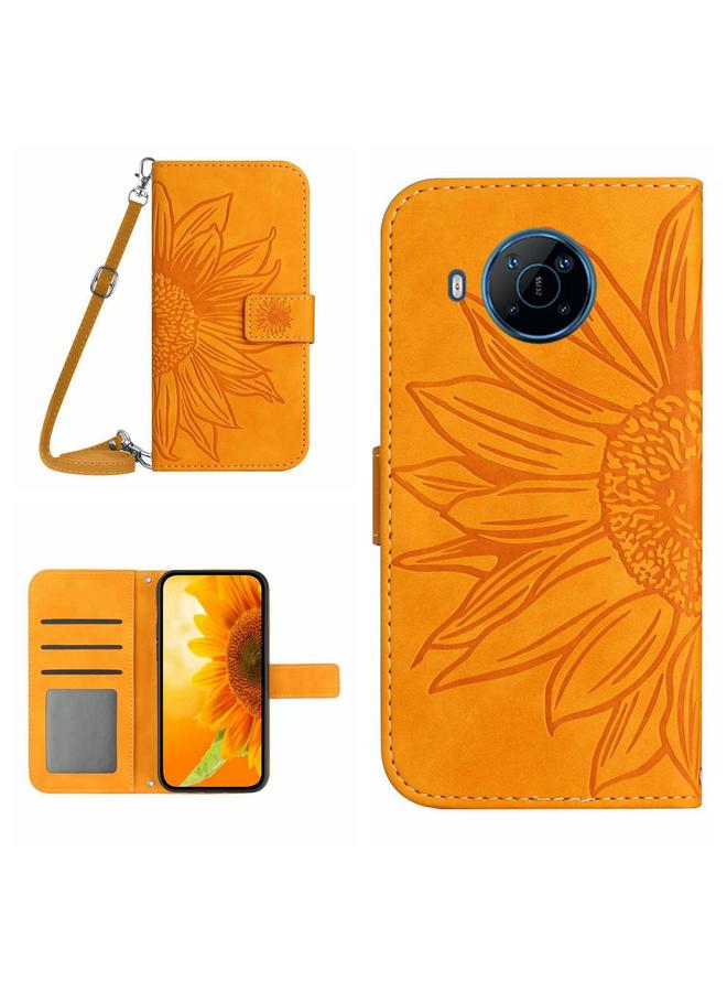 اس-توب جراب هاتف Nokia X100 من الجلد المريح بنقشة زهرة الشمس مع حبل تعليق - Image 1