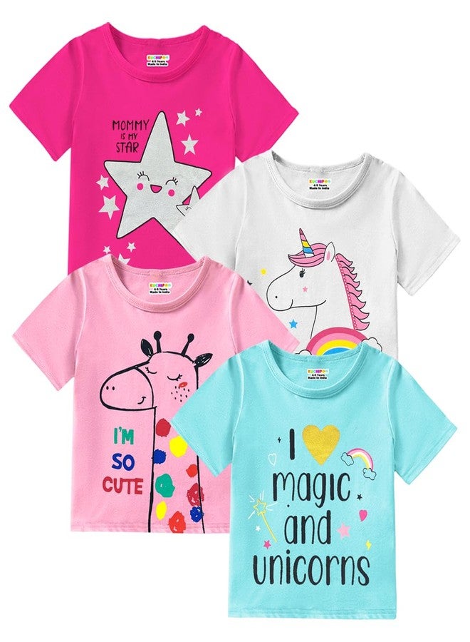Kuchipoo Girls Regular Fit Half Sleeves Cotton T-Shirts (KUC-TSHRT-526, 12-18 Months, Multi-Colored) - Image 1