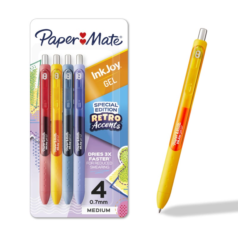Paper Mate InkJoy Gel Pens Retro Accent Colors Medium (0.7mm) Point Retractable 4 Count - Image 1