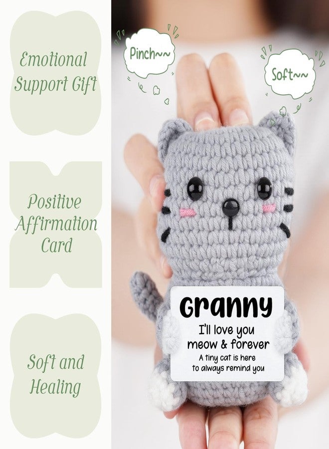 AceThrills Granny Gifts, Birthday Gifts for Granny from Granddaughter Grandson, Grandma Handmade Emotional Positive Mini Crochet Cat - Image 4