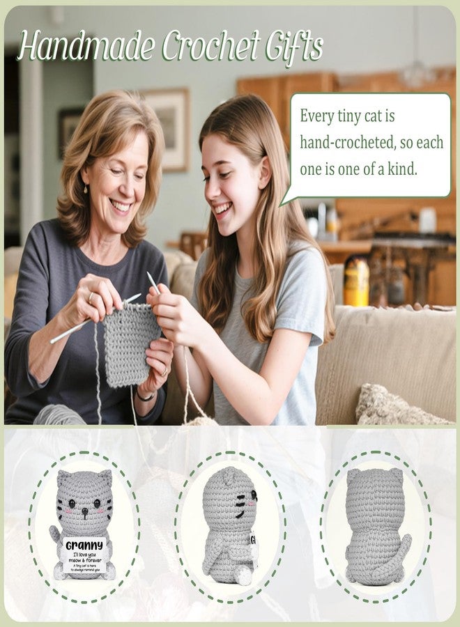 AceThrills Granny Gifts, Birthday Gifts for Granny from Granddaughter Grandson, Grandma Handmade Emotional Positive Mini Crochet Cat - Image 3