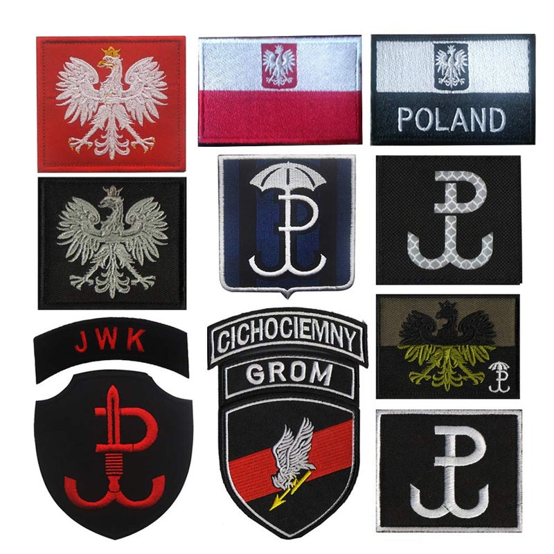 Oyster-Patch Poland Police Flag Security Forces Hook Backing Red & Black Patch (12Pcs)