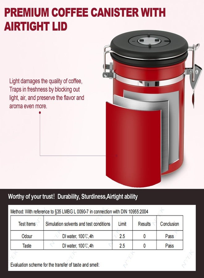 ShanSon Coffee Canister Airtight Coffee Container Stainless Steel Coffee Bean Storage Container with Scoop Coffee Canister for Beans Grounds Sugar Flour Tea Cereal,22OZ,Red - Image 4