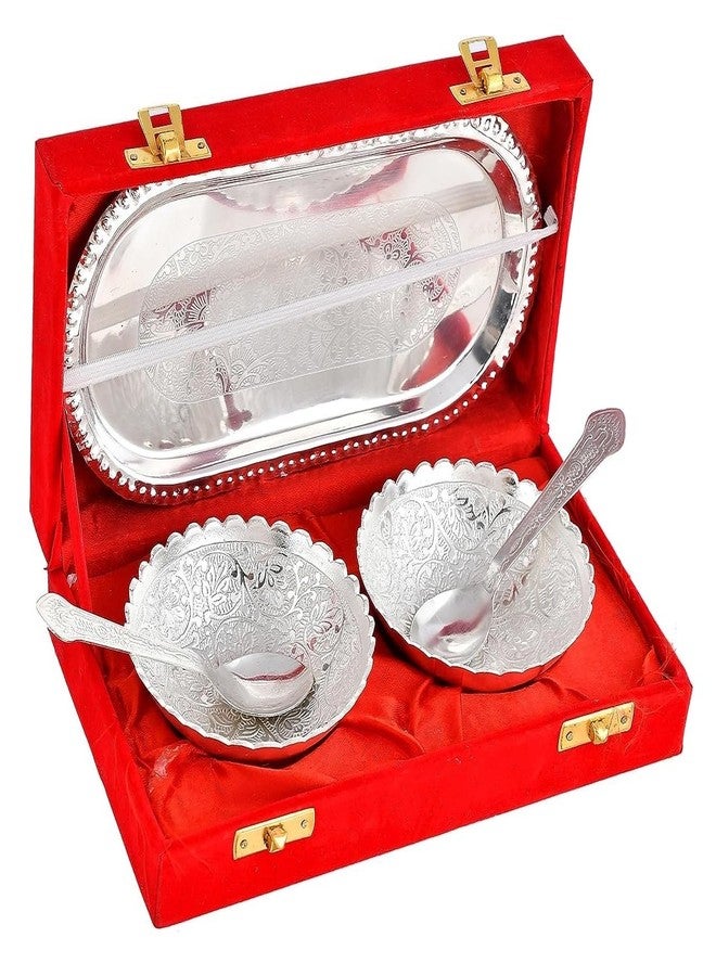NOBILITY Bowl Spoon Tray Set Silver Plated Dry Fruits Dessert Serving Set Diwali Christmas Eid Wedding Return Gifts Friends Family Home Decorative Housewarming Corporate Gift items - Image 1
