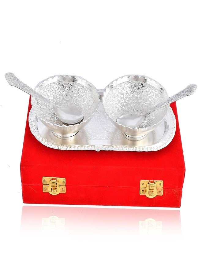 NOBILITY Bowl Spoon Tray Set Silver Plated Dry Fruits Dessert Serving Set Diwali Christmas Eid Wedding Return Gifts Friends Family Home Decorative Housewarming Corporate Gift items - Image 2