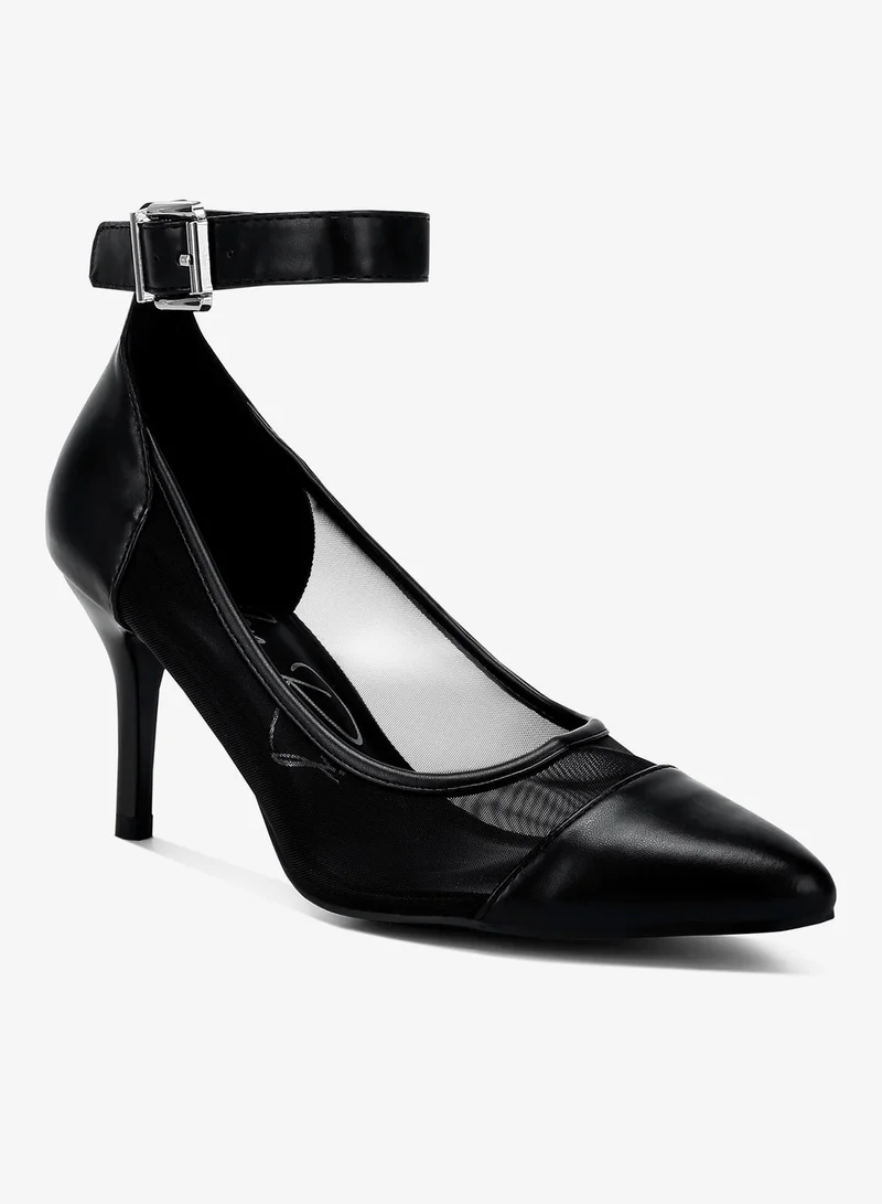 London Rag Black Pointy Toe Ankle Strap Pumps in Black for Women | Best Price UAE