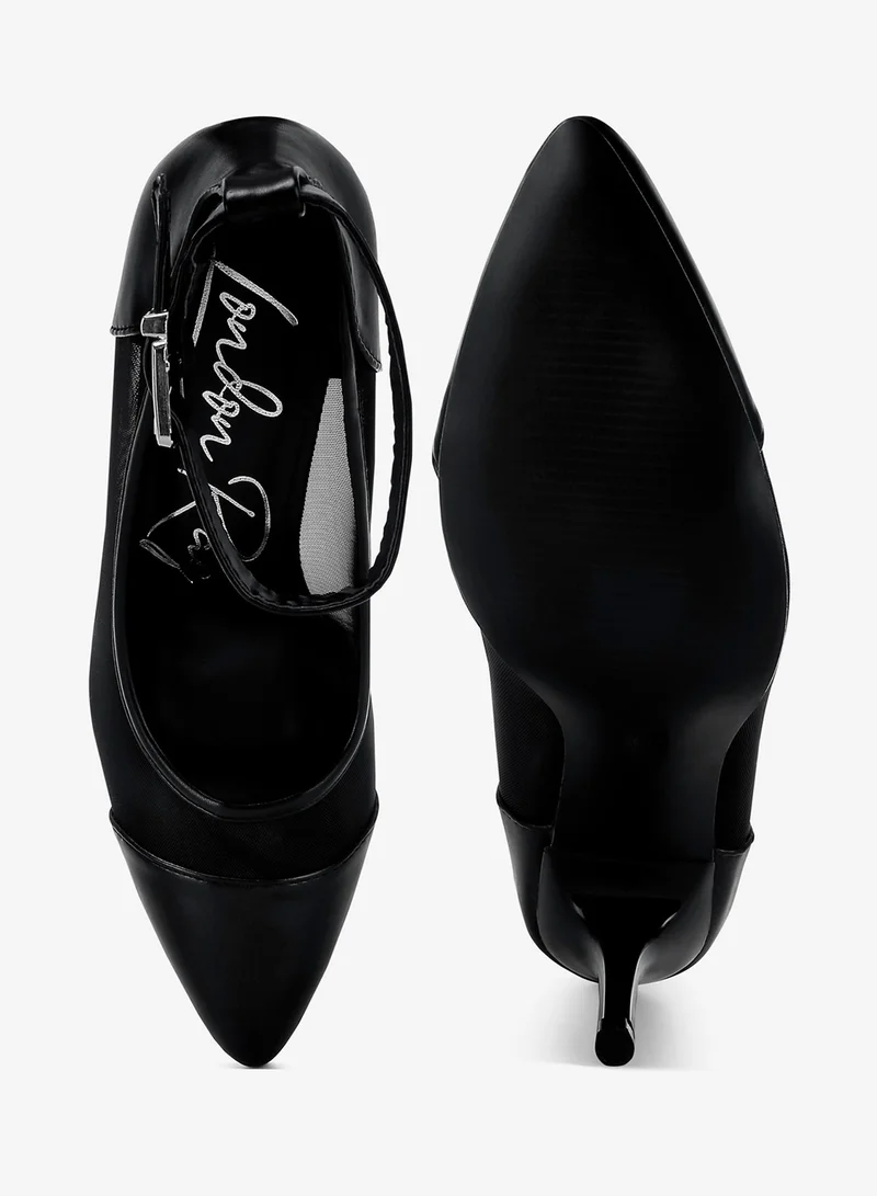 London Rag Black Pointy Toe Ankle Strap Pumps in Black for Women | Best Price UAE
