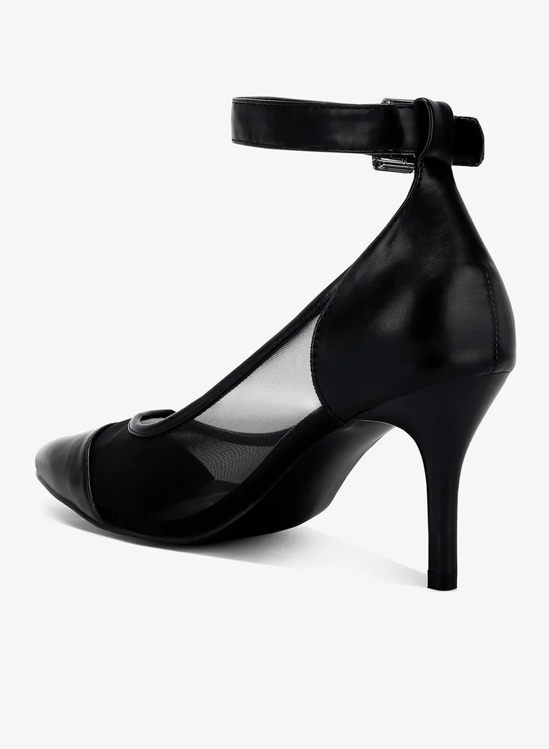 London Rag Black Pointy Toe Ankle Strap Pumps in Black for Women | Best Price UAE